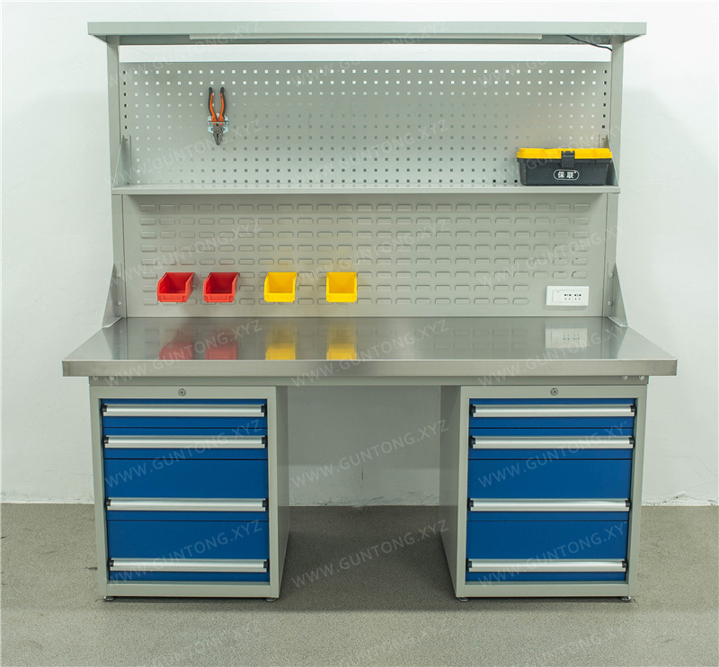 双四抽不锈钢Workbench带双挂板