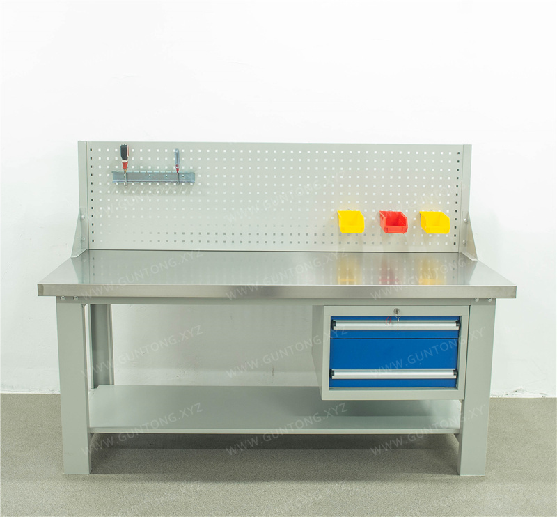 双层两抽屉单挂板不锈钢Workbench