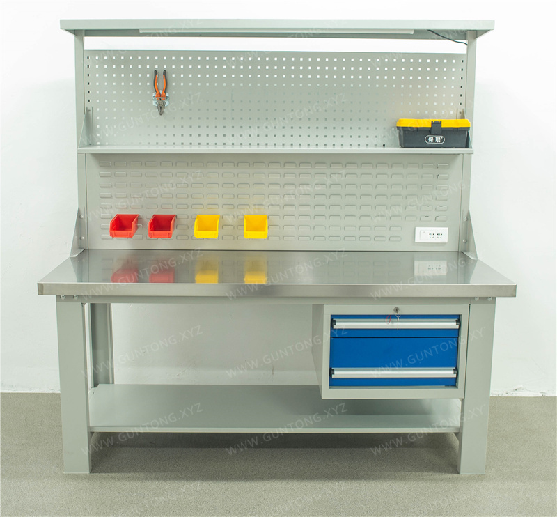 双层两抽屉双挂板不锈钢Workbench