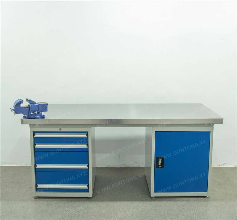 单门四抽柜不锈钢Workbench带台虎钳
