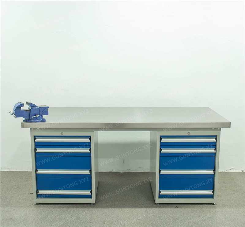 双四抽柜不锈钢Workbench带台虎钳