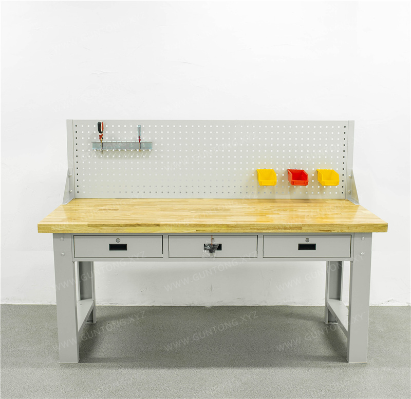 重型三抽屉单挂板榉木Workbench