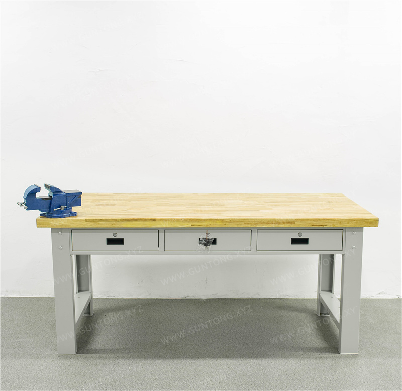 三抽柜榉木Workbench带台虎钳