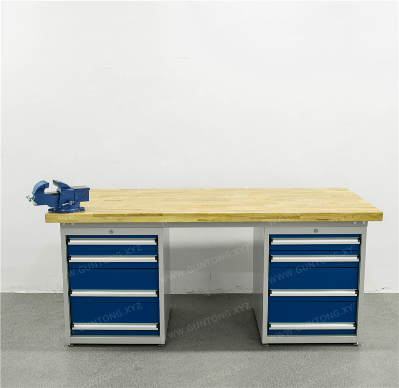 双四抽柜榉木Workbench带台虎钳